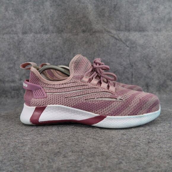 Work Shoes Womens 38 Steel Toe Safety Knit Active Casual Pink Lace Up Comfort - Picture 2 of 13